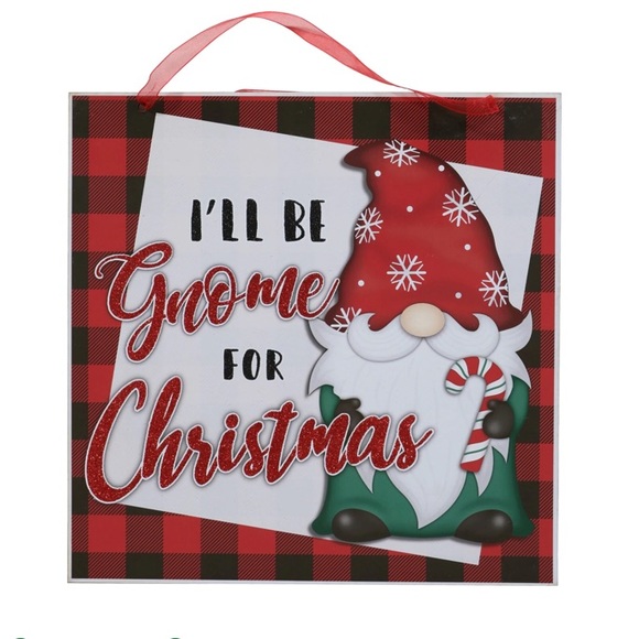 NWT I’ll Be Gnome For Christmas-  Red Buffalo Check Decoration Sign - Picture 6 of 6